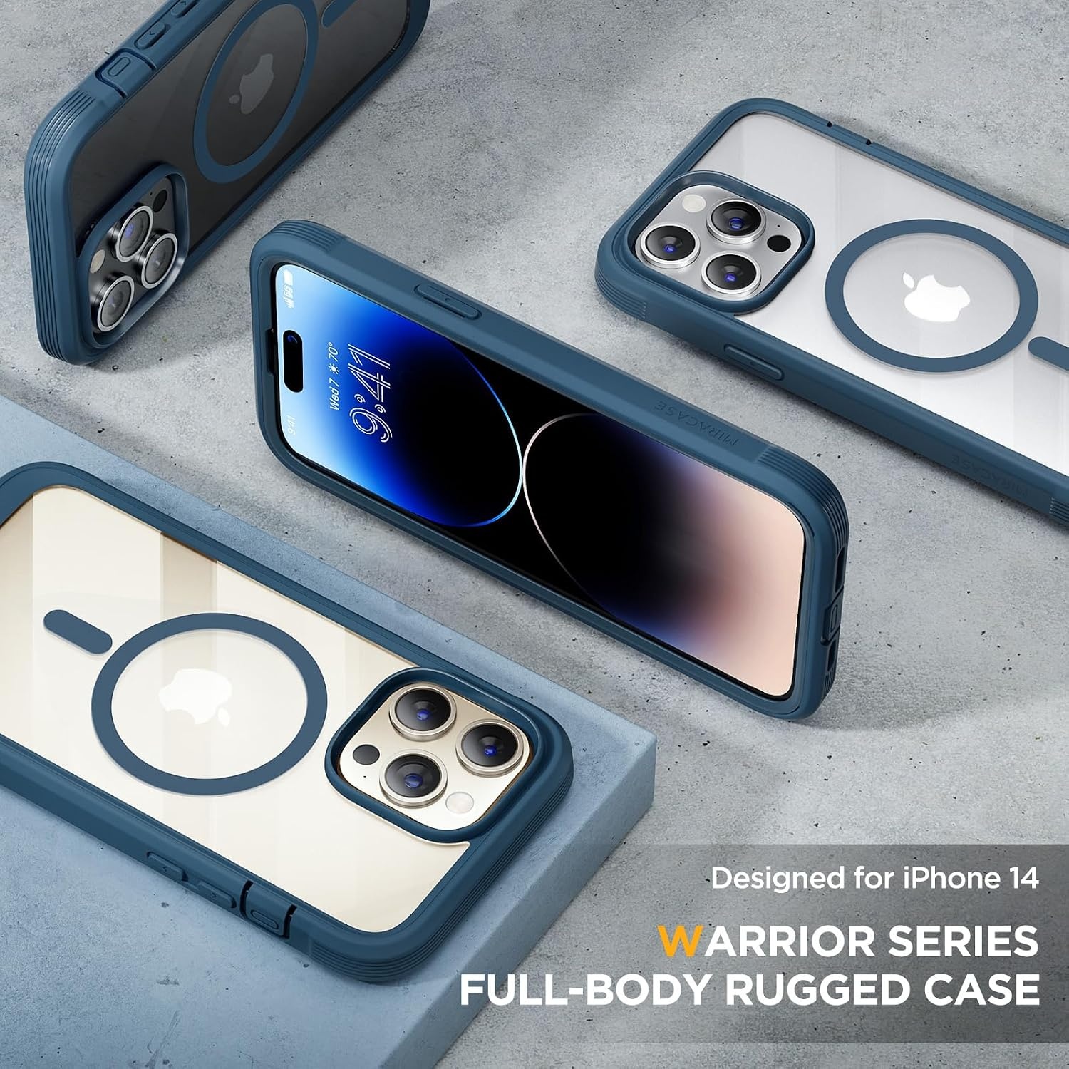 image:imageMiracase for iPhone SE Phone Case 3rd2nd Generation 2022 2020 FullBody with Builtin Glass Screen Protector Heavy Duty 360 Protective Shockproof Bumper Cover for iPhone 8SE BlackStorm Blue