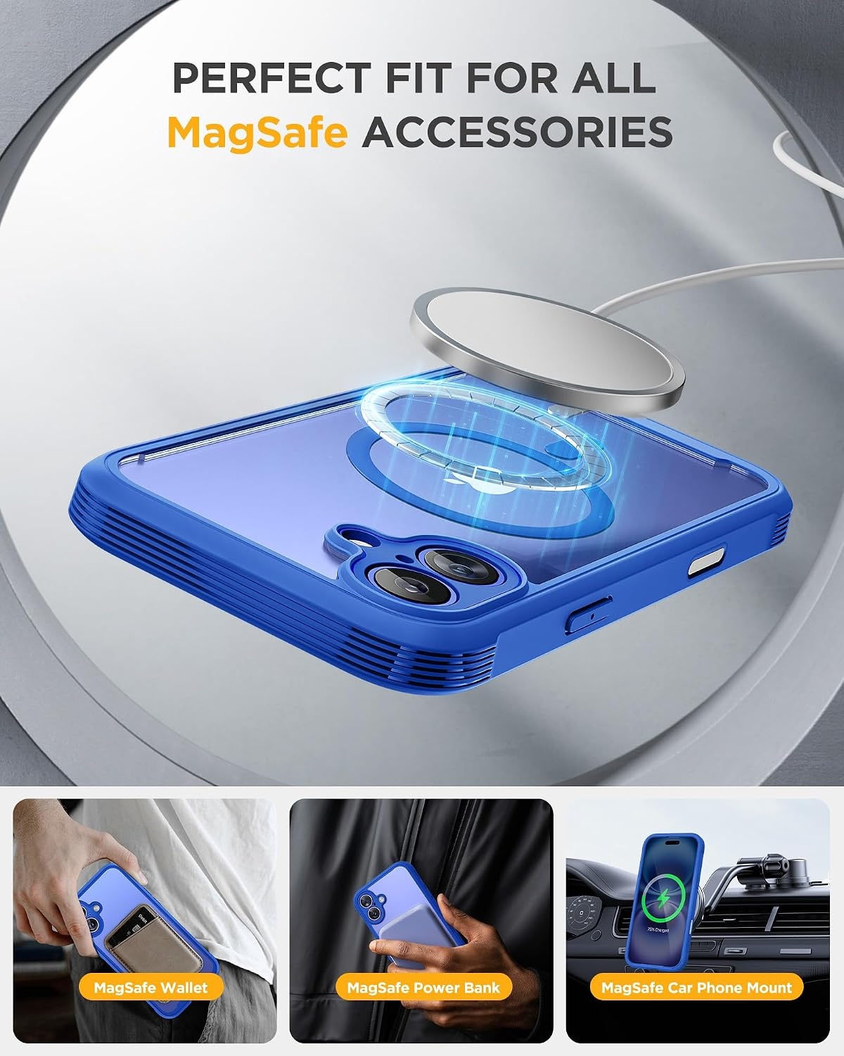 image:imageMiracase for iPhone SE Phone Case 3rd2nd Generation 2022 2020 FullBody with Builtin Glass Screen Protector Heavy Duty 360 Protective Shockproof Bumper Cover for iPhone 8SE BlackMagnetic Blue