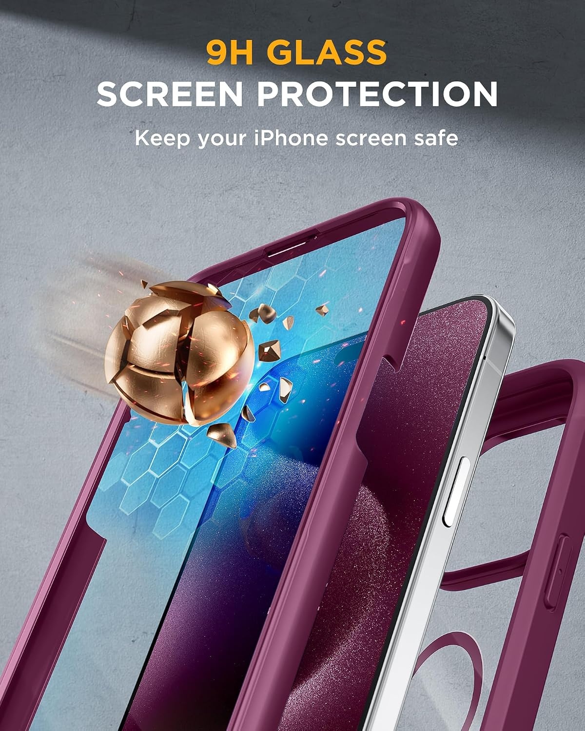 image:imageMiracase for iPhone SE Phone Case 3rd2nd Generation 2022 2020 FullBody with Builtin Glass Screen Protector Heavy Duty 360 Protective Shockproof Bumper Cover for iPhone 8SE BlackMagnetic Plum