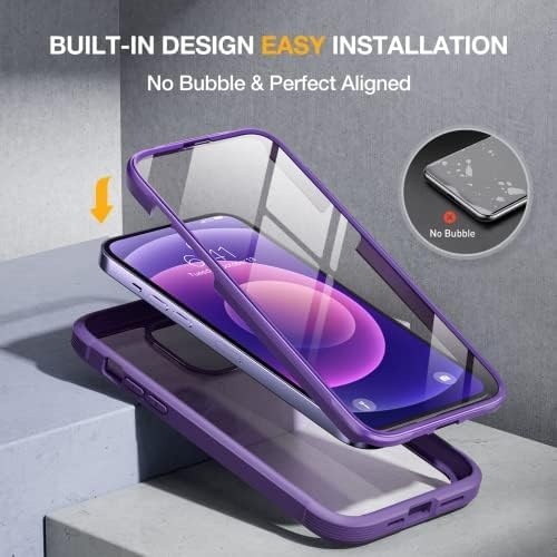 image:imageMiracase for iPhone SE Phone Case 3rd2nd Generation 2022 2020 FullBody with Builtin Glass Screen Protector Heavy Duty 360 Protective Shockproof Bumper Cover for iPhone 8SE BlackPurple
