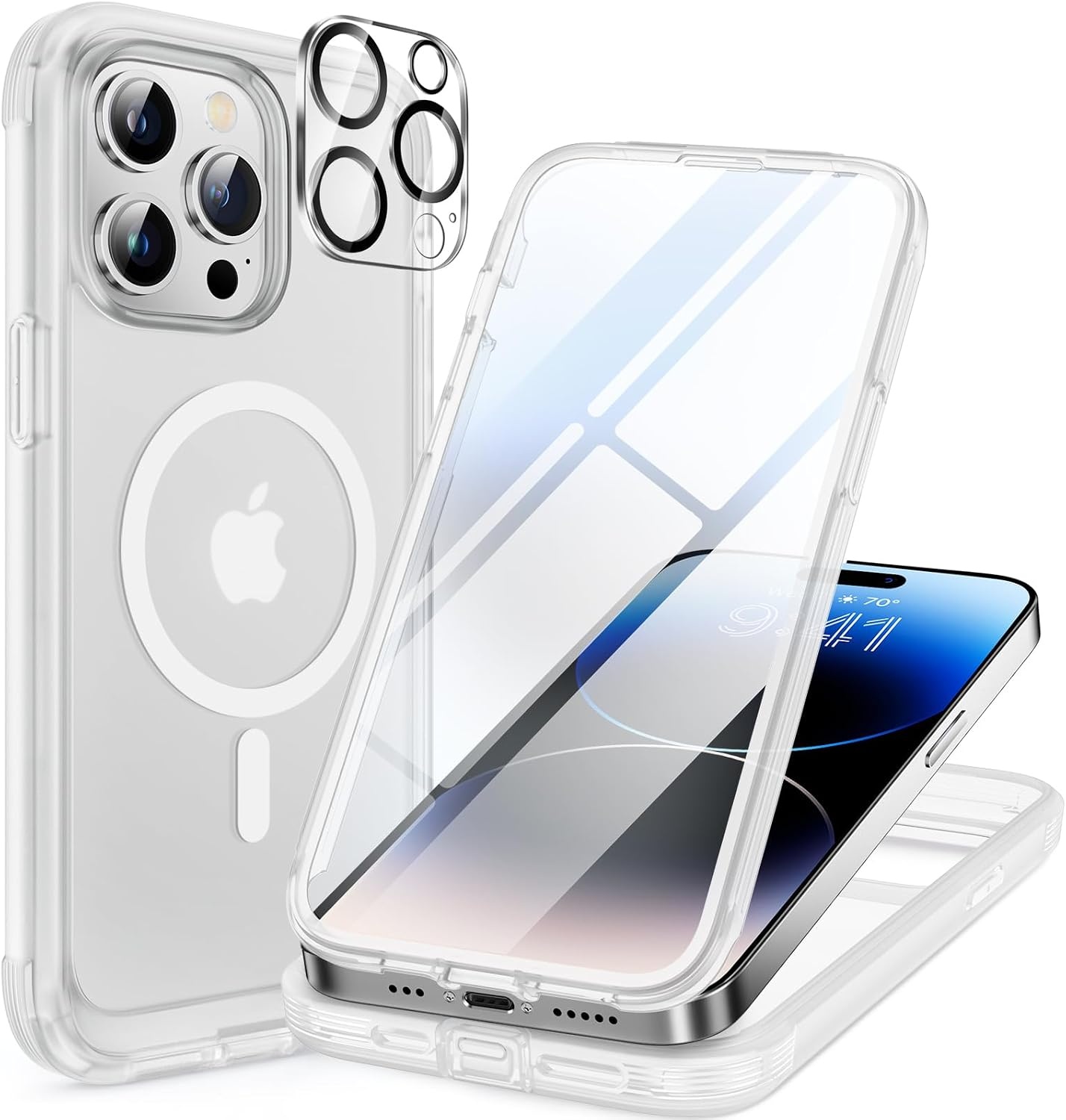 image:imageMiracase for iPhone SE Phone Case 3rd2nd Generation 2022 2020 FullBody with Builtin Glass Screen Protector Heavy Duty 360 Protective Shockproof Bumper Cover for iPhone 8SE BlackMagnetic Matte Clear