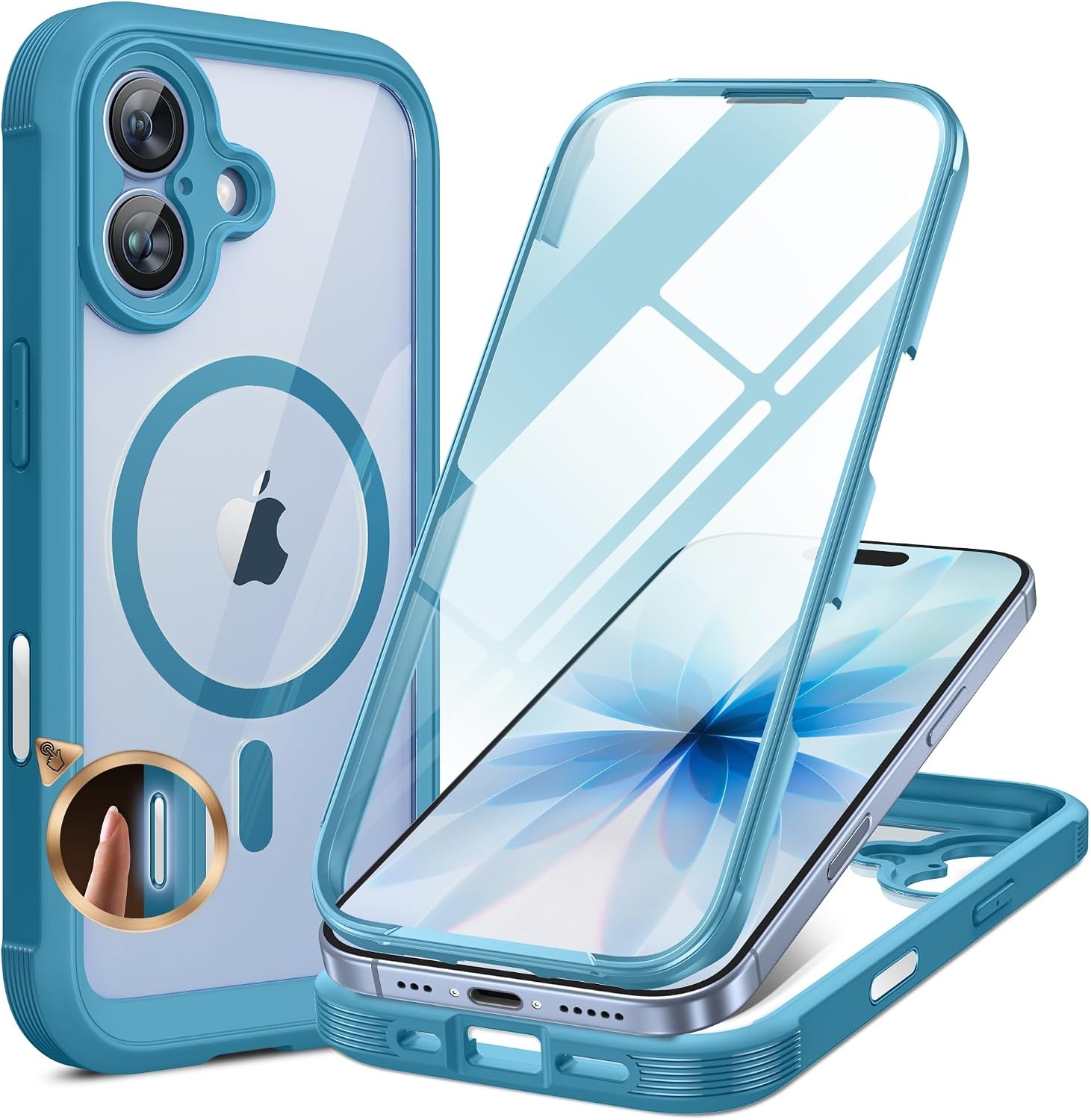 image:imageMiracase for iPhone SE Phone Case 3rd2nd Generation 2022 2020 FullBody with Builtin Glass Screen Protector Heavy Duty 360 Protective Shockproof Bumper Cover for iPhone 8SE BlackMagnetic Blue