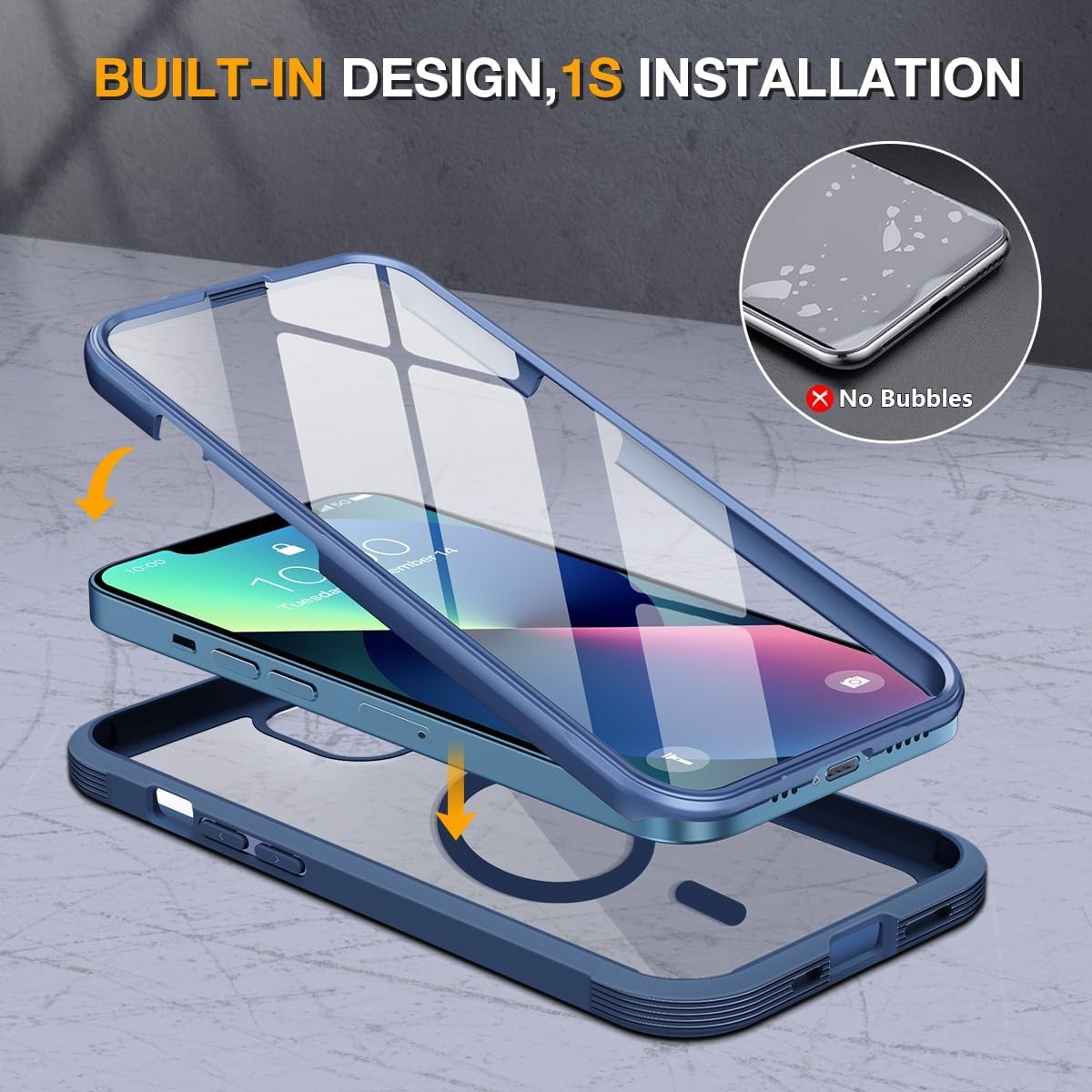 image:imageMiracase for iPhone SE Phone Case 3rd2nd Generation 2022 2020 FullBody with Builtin Glass Screen Protector Heavy Duty 360 Protective Shockproof Bumper Cover for iPhone 8SE BlackMagnetic Blue