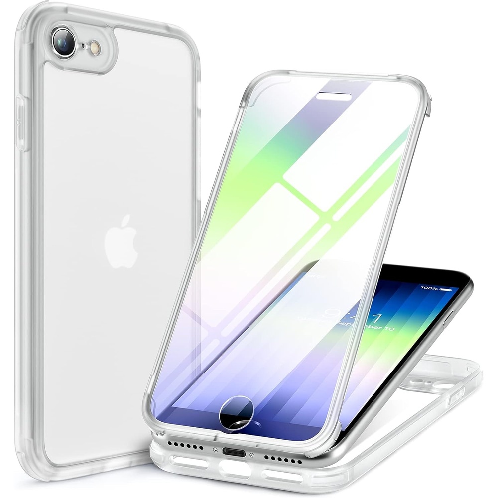image:imageMiracase for iPhone SE Phone Case 3rd2nd Generation 2022 2020 FullBody with Builtin Glass Screen Protector Heavy Duty 360 Protective Shockproof Bumper Cover for iPhone 8SE BlackMatte Clear
