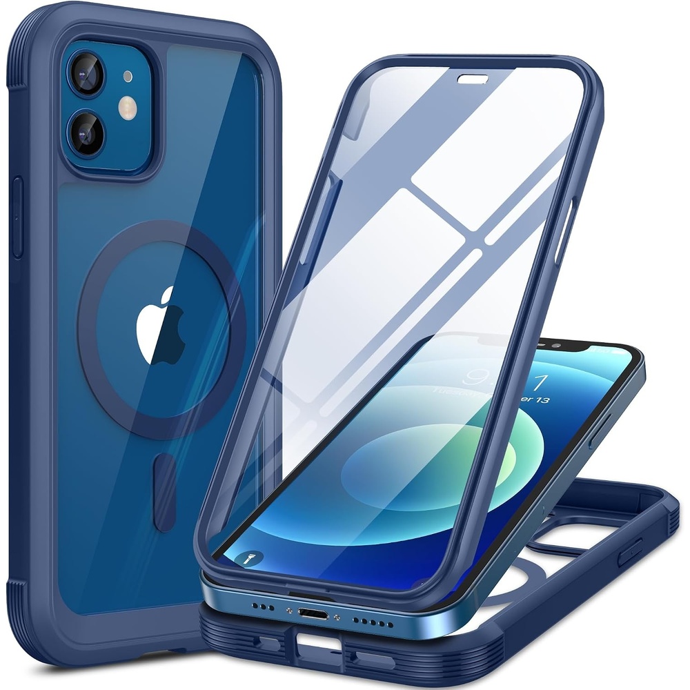 image:imageMiracase for iPhone SE Phone Case 3rd2nd Generation 2022 2020 FullBody with Builtin Glass Screen Protector Heavy Duty 360 Protective Shockproof Bumper Cover for iPhone 8SE BlackMagnetic Blue