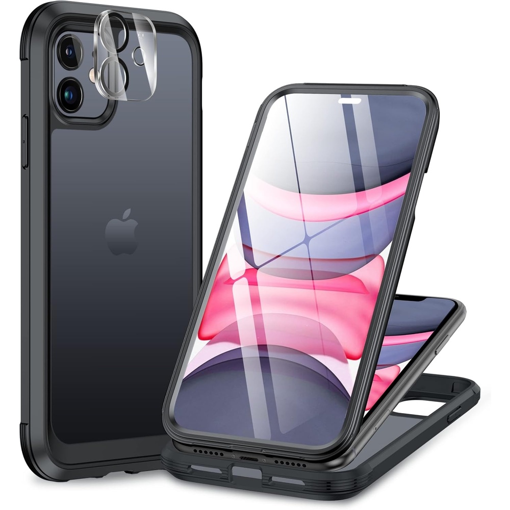 image:imageMiracase for iPhone SE Phone Case 3rd2nd Generation 2022 2020 FullBody with Builtin Glass Screen Protector Heavy Duty 360 Protective Shockproof Bumper Cover for iPhone 8SE BlackMatte Black