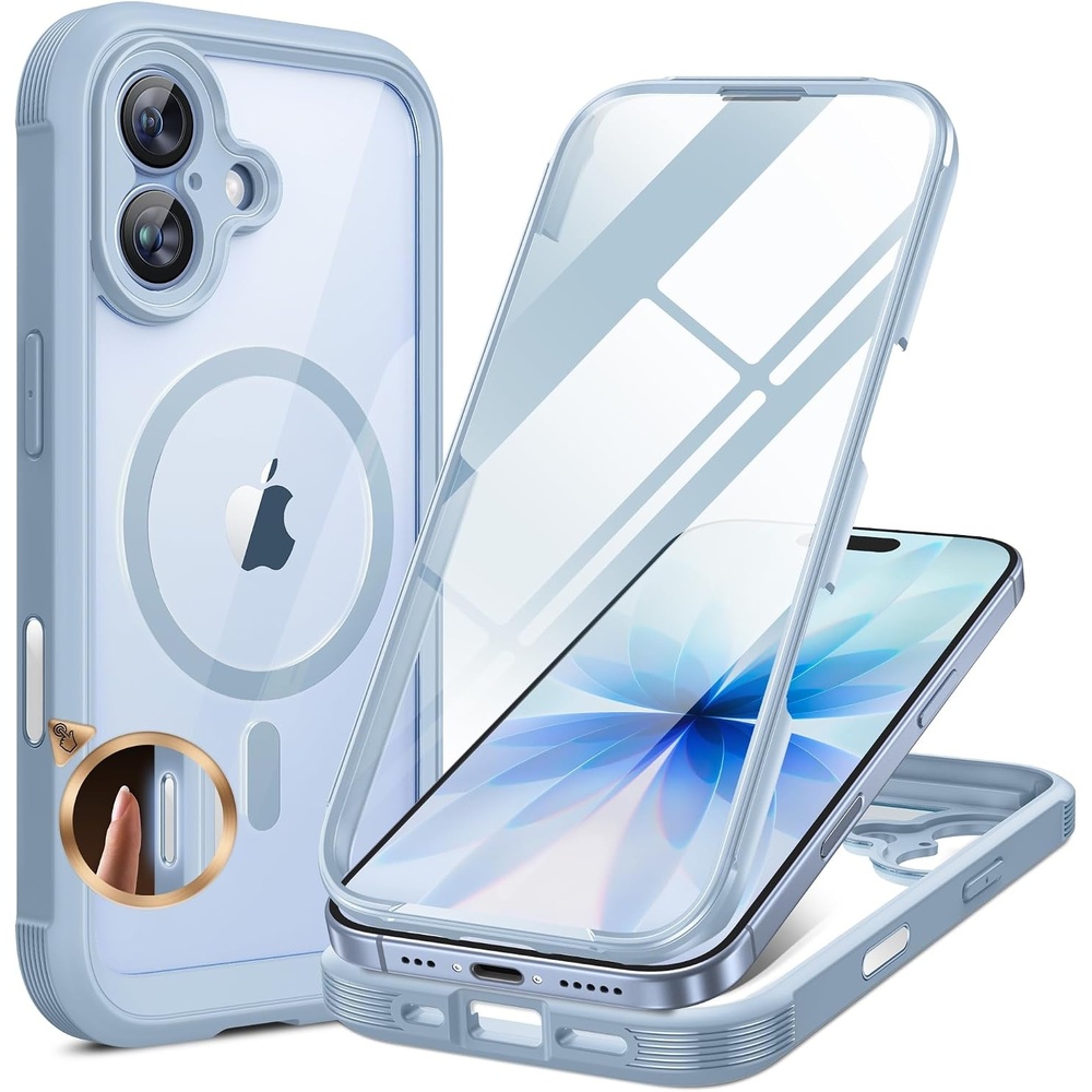 image:imageMiracase for iPhone SE Phone Case 3rd2nd Generation 2022 2020 FullBody with Builtin Glass Screen Protector Heavy Duty 360 Protective Shockproof Bumper Cover for iPhone 8SE BlackLight Blue