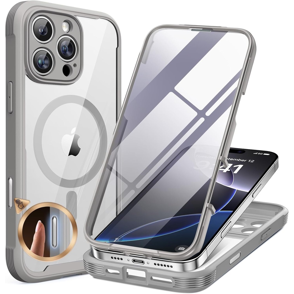 image:imageMiracase for iPhone SE Phone Case 3rd2nd Generation 2022 2020 FullBody with Builtin Glass Screen Protector Heavy Duty 360 Protective Shockproof Bumper Cover for iPhone 8SE BlackGray