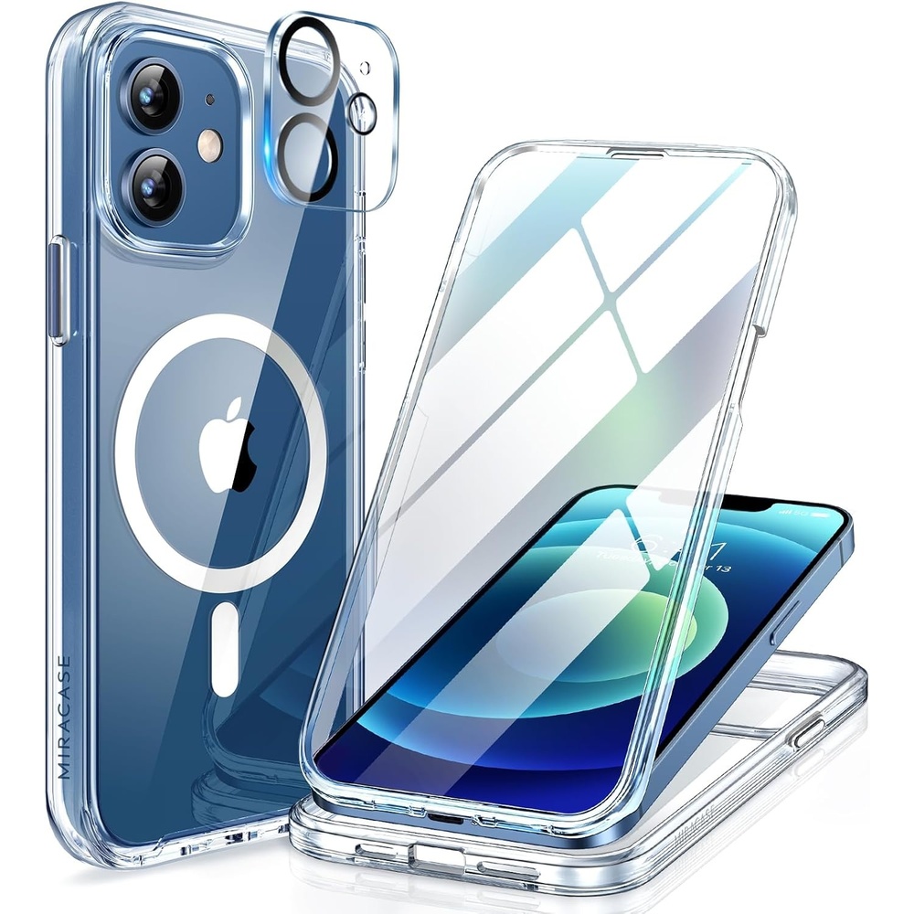 image:imageMiracase for iPhone SE Phone Case 3rd2nd Generation 2022 2020 FullBody with Builtin Glass Screen Protector Heavy Duty 360 Protective Shockproof Bumper Cover for iPhone 8SE BlackMagnetic Clear