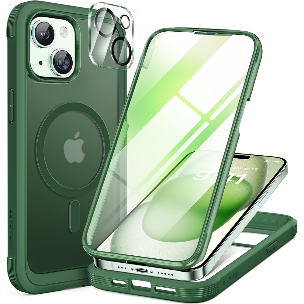 image:imageMiracase for iPhone SE Phone Case 3rd2nd Generation 2022 2020 FullBody with Builtin Glass Screen Protector Heavy Duty 360 Protective Shockproof Bumper Cover for iPhone 8SE BlackMagnetic Matte Green
