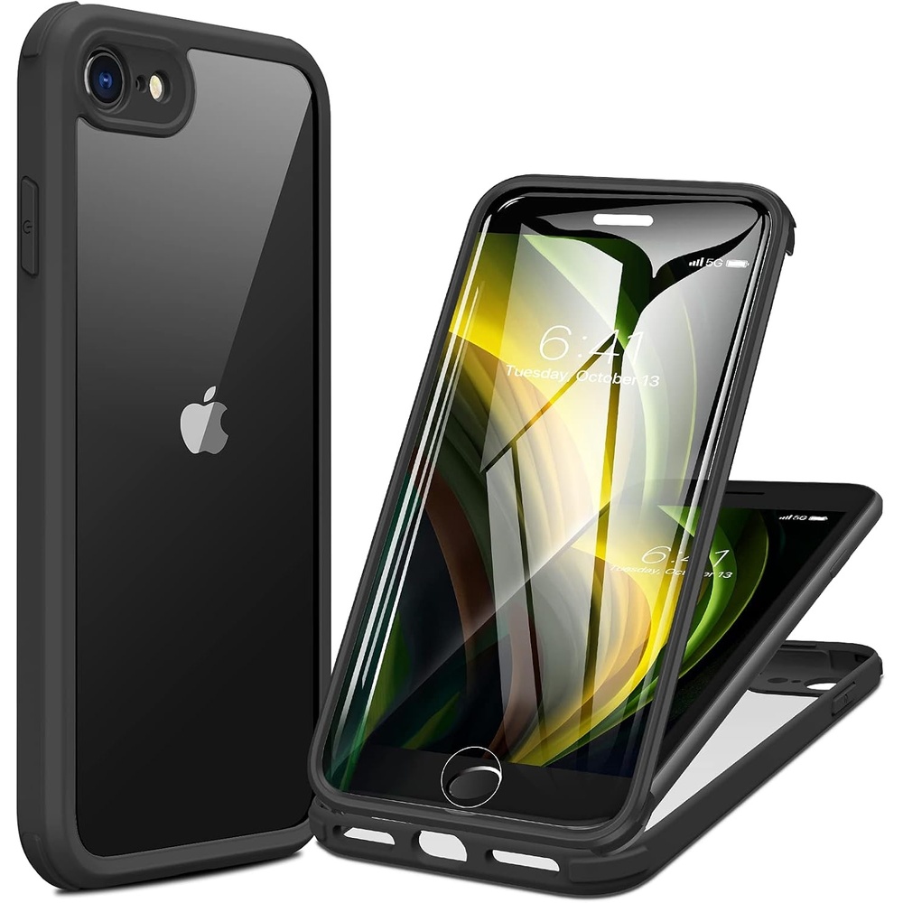 image:imageMiracase for iPhone SE Phone Case 3rd2nd Generation 2022 2020 FullBody with Builtin Glass Screen Protector Heavy Duty 360 Protective Shockproof Bumper Cover for iPhone 8SE BlackBlack
