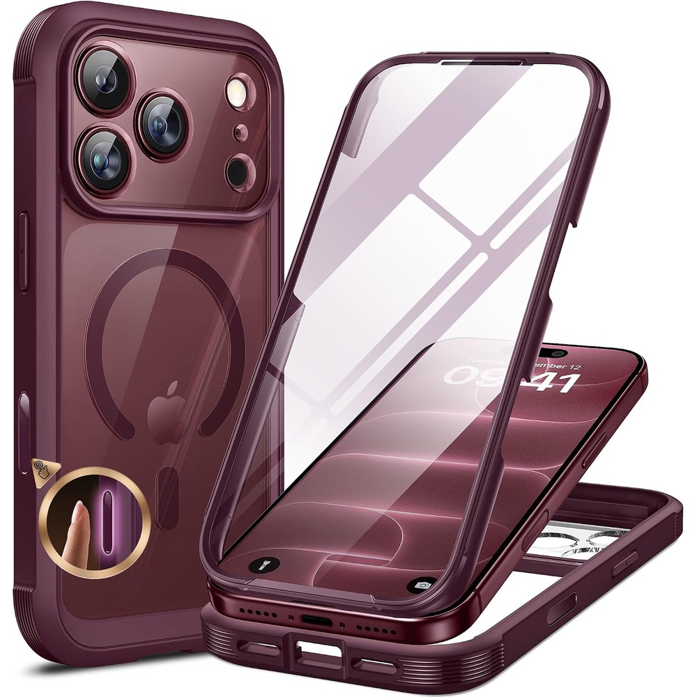 image:imageMiracase for iPhone SE Phone Case 3rd2nd Generation 2022 2020 FullBody with Builtin Glass Screen Protector Heavy Duty 360 Protective Shockproof Bumper Cover for iPhone 8SE BlackBurgundy