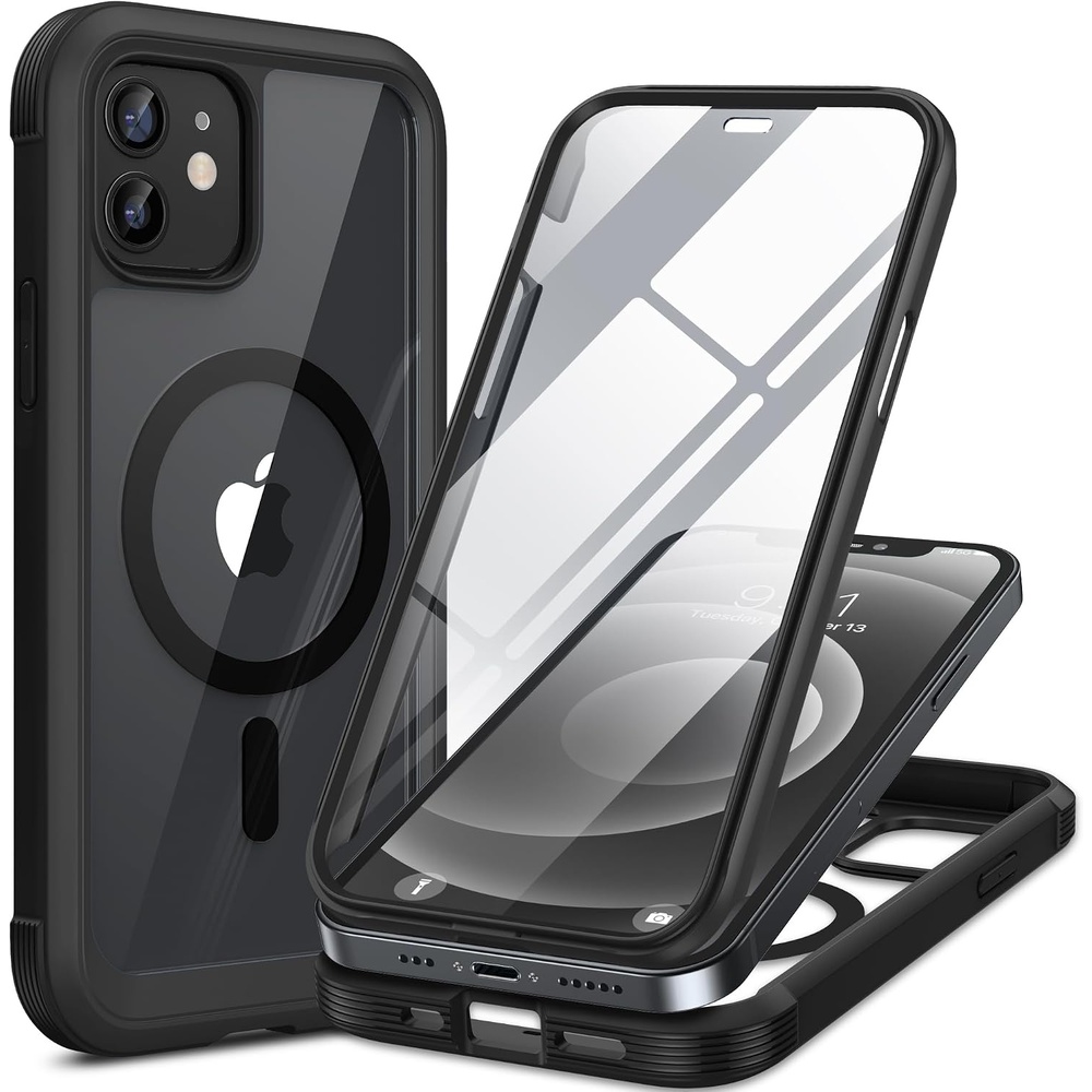 image:imageMiracase for iPhone SE Phone Case 3rd2nd Generation 2022 2020 FullBody with Builtin Glass Screen Protector Heavy Duty 360 Protective Shockproof Bumper Cover for iPhone 8SE BlackMagnetic Classic Black