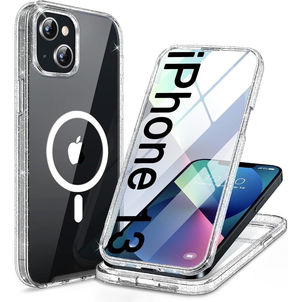 image:imageMiracase for iPhone SE Phone Case 3rd2nd Generation 2022 2020 FullBody with Builtin Glass Screen Protector Heavy Duty 360 Protective Shockproof Bumper Cover for iPhone 8SE BlackMagnetic Clear Glitter