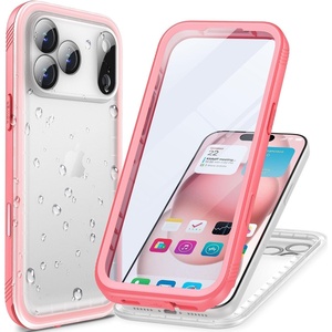 Miracase Glass Series Designed for iPhone 14 Case 6.1 inch, 2023 Upgrade Full-Body Clear Bumper Case with Built-in 9H Tempered Glass Screen Protector and Camera Lens Protector,Crystal Pink