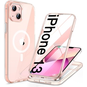 Miracase for iPhone SE Phone Case 3rd/2nd Generation 2022 2020 Full-Body with Built-in Glass Screen Protector, Heavy Duty 360° Protective Shockproof Bumper Cover for iPhone 8/SE, Black(Magnetic Clear Pink)