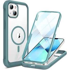Miracase for iPhone SE Phone Case 3rd/2nd Generation 2022 2020 Full-Body with Built-in Glass Screen Protector, Heavy Duty 360° Protective Shockproof Bumper Cover for iPhone 8/SE, Black(Teal)
