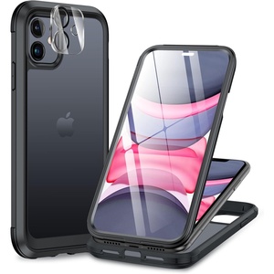 Miracase for iPhone SE Phone Case 3rd/2nd Generation 2022 2020 Full-Body with Built-in Glass Screen Protector, Heavy Duty 360° Protective Shockproof Bumper Cover for iPhone 8/SE, Black(Matte Black)