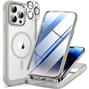 Miracase for iPhone SE Phone Case 3rd/2nd Generation 2022 2020 Full-Body with Built-in Glass Screen Protector, Heavy Duty 360° Protective Shockproof Bumper Cover for iPhone 8/SE, Black(Magnetic Gray)