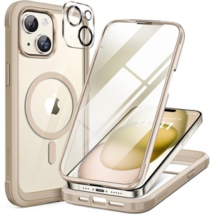 Miracase for iPhone SE Phone Case 3rd/2nd Generation 2022 2020 Full-Body with Built-in Glass Screen Protector, Heavy Duty 360° Protective Shockproof Bumper Cover for iPhone 8/SE, Black(Magnetic Gold)