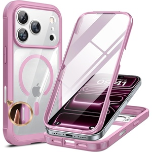 Miracase for iPhone SE Phone Case 3rd/2nd Generation 2022 2020 Full-Body with Built-in Glass Screen Protector, Heavy Duty 360° Protective Shockproof Bumper Cover for iPhone 8/SE, Black(Magnetic Lilac)