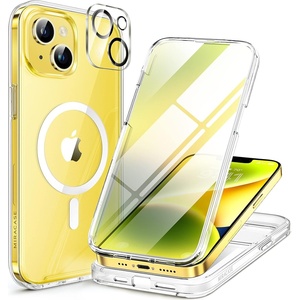 Miracase 2023 New Magnetic for iPhone 14 Case for iPhone 13 Case,[Compatible with Magsafe] [Dust Defender] Full-Body Clear Bumper Case with Built-in 9H Tempered Glass Screen Protector (BA-Mag Clear)