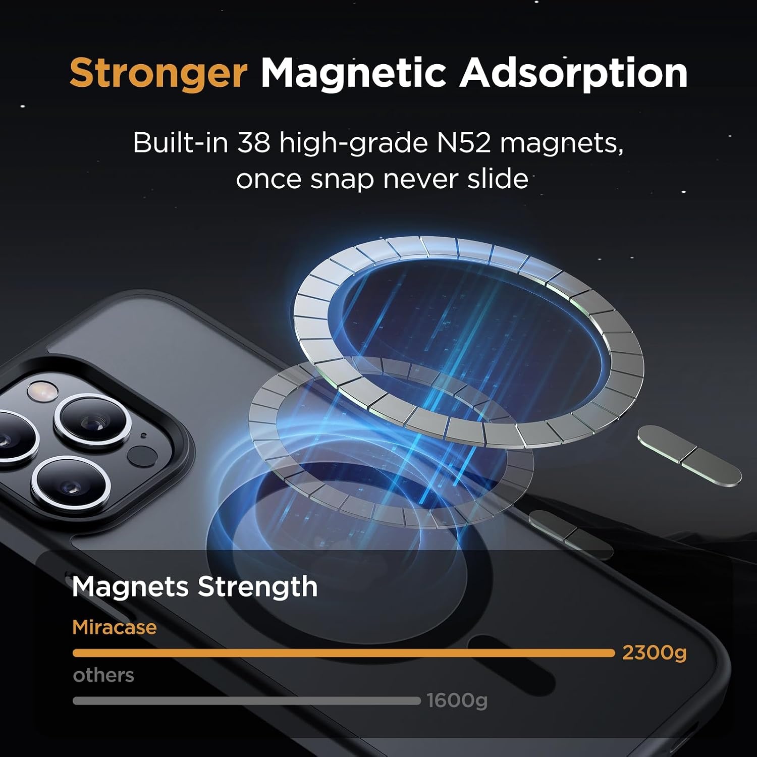 image:imageMiracase for iPhone 16 Pro Max Matte Series Case Magnetic LavenderBlack