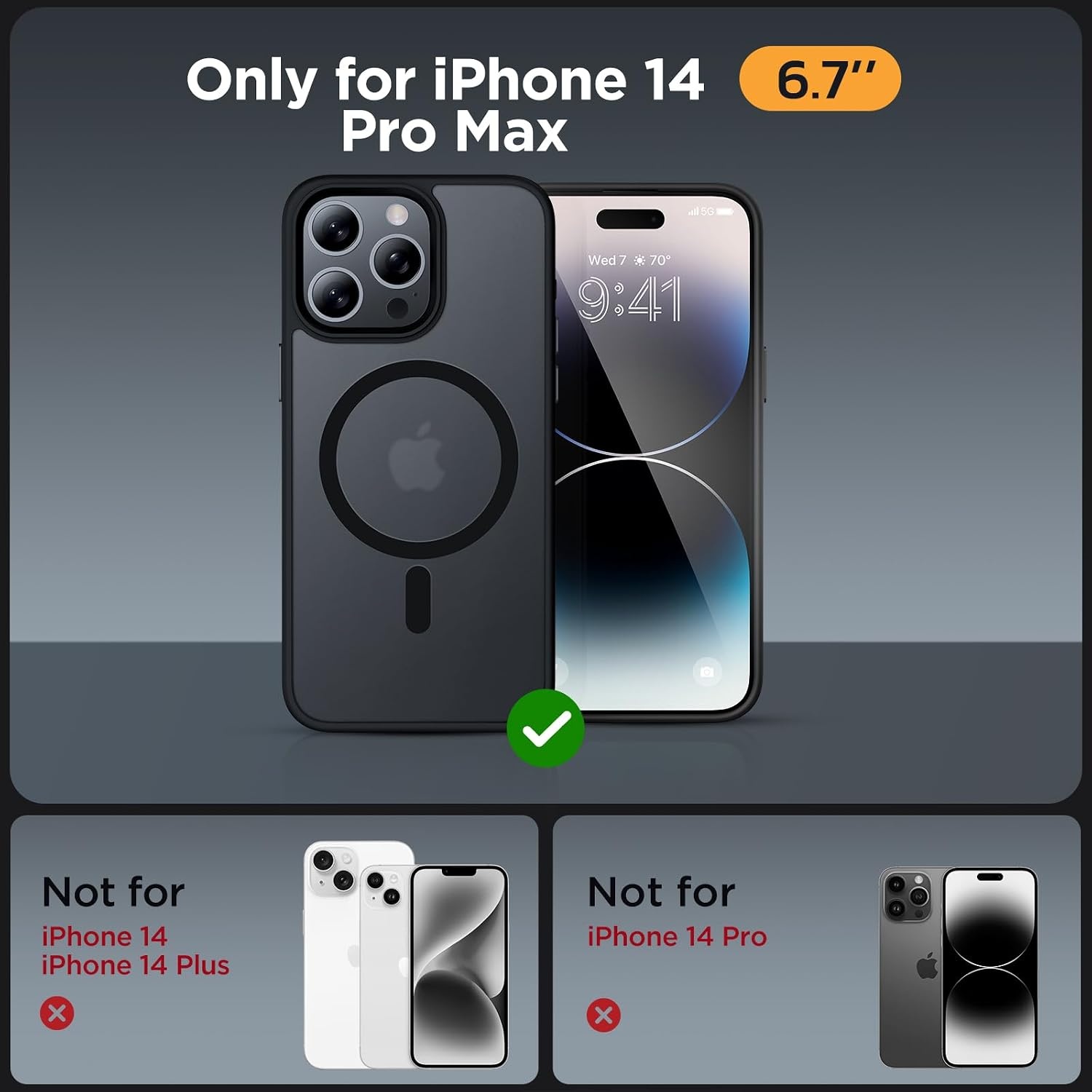 image:imageMiracase for iPhone 16 Pro Max Matte Series Case Magnetic LavenderBlack