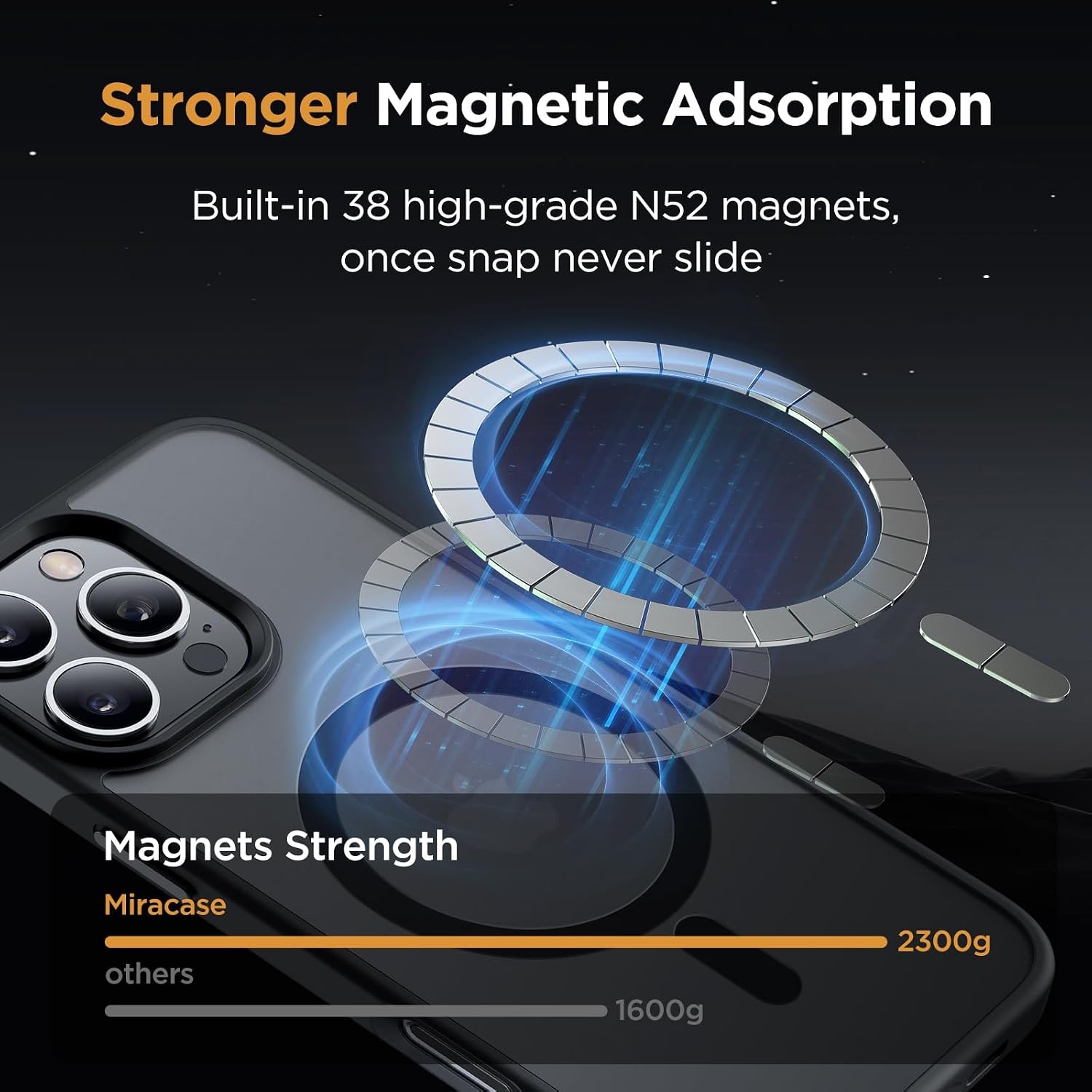 image:imageMiracase for iPhone 16 Pro Max Matte Series Case Magnetic LavenderBlack