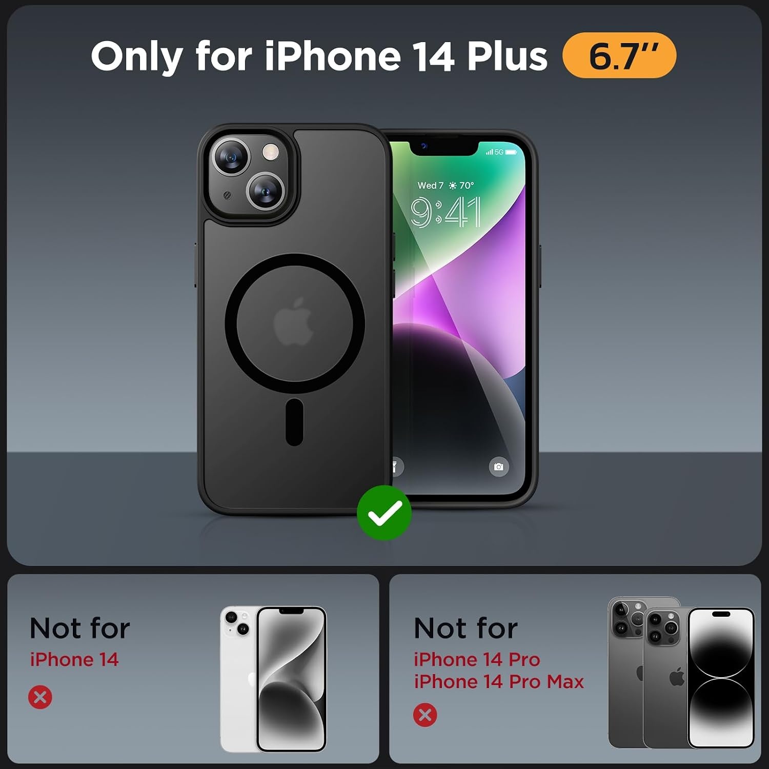 image:imageMiracase for iPhone 16 Pro Max Matte Series Case Magnetic LavenderBlack