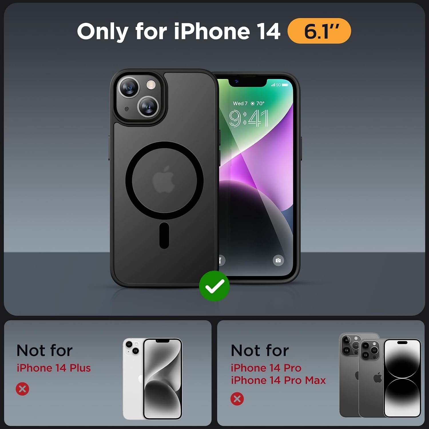 image:imageMiracase for iPhone 16 Pro Max Matte Series Case Magnetic LavenderBlack
