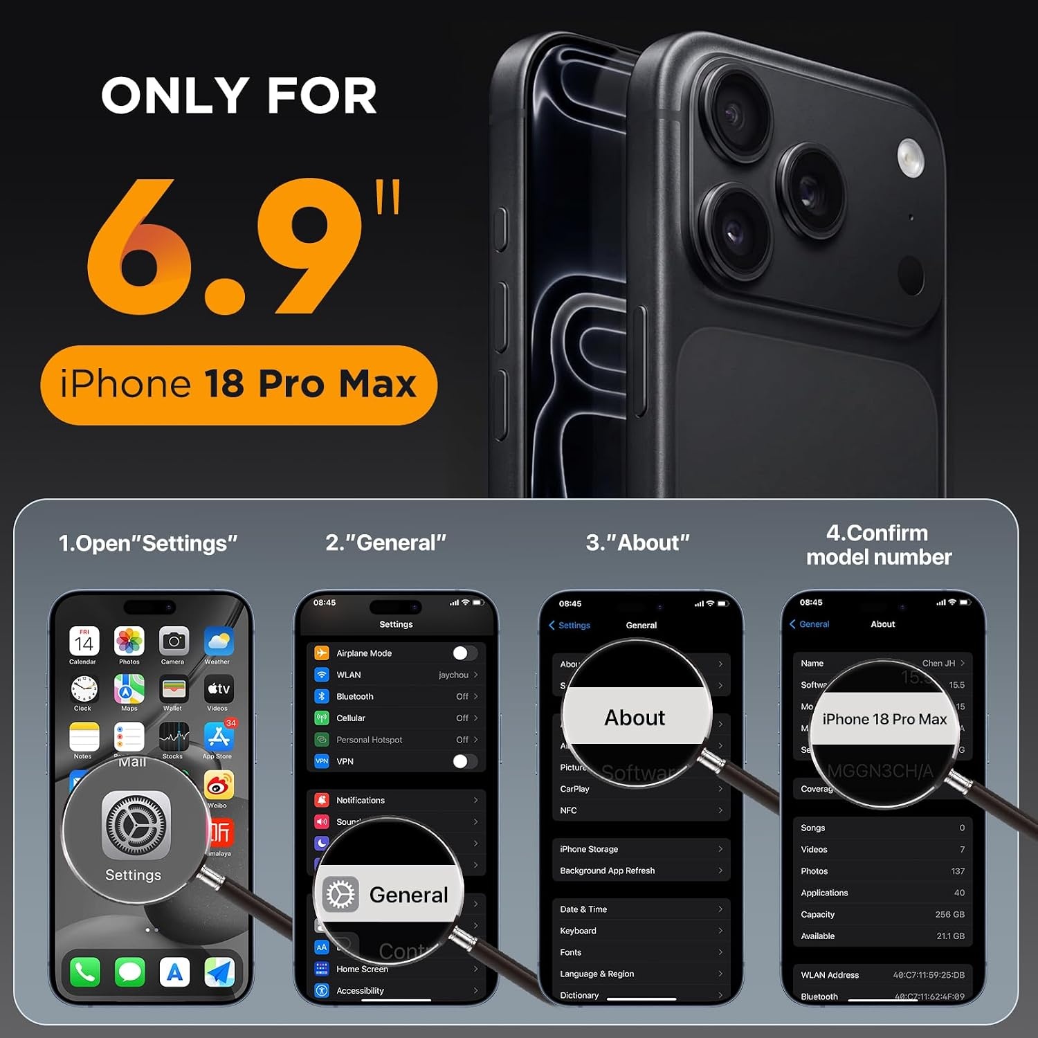 image:imageMiracase for iPhone 16 Pro Max Matte Series Case Magnetic LavenderBlack