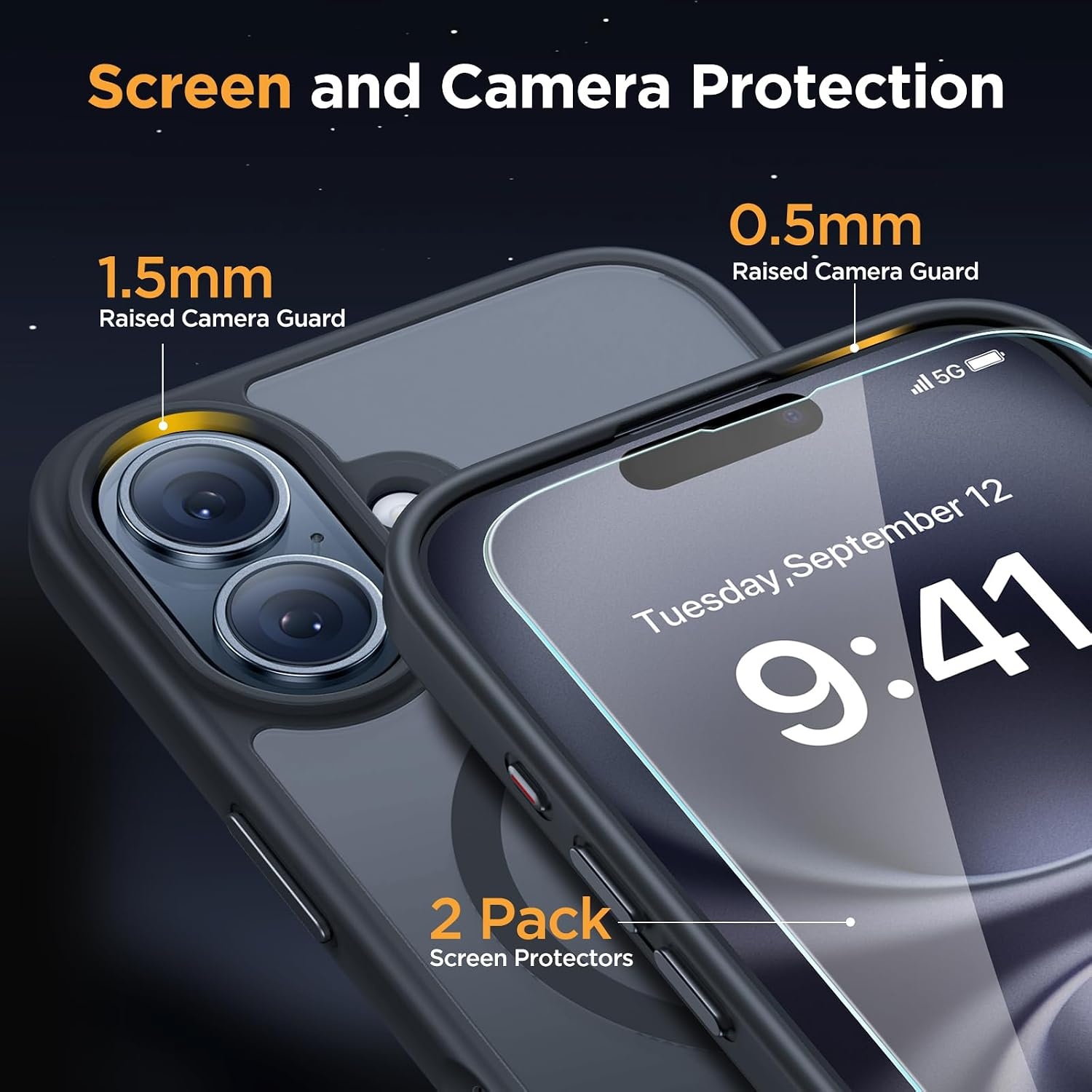 image:imageMiracase for iPhone 16 Pro Max Matte Series Case Magnetic LavenderBlack