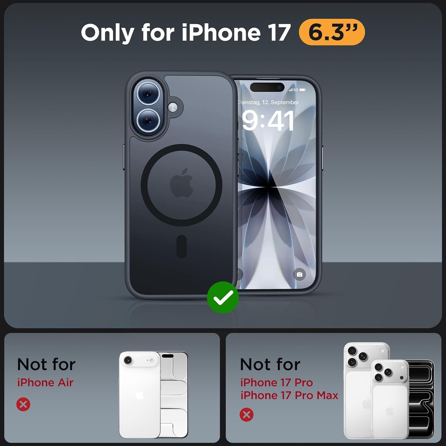 image:imageMiracase for iPhone 16 Pro Max Matte Series Case Magnetic LavenderBlack