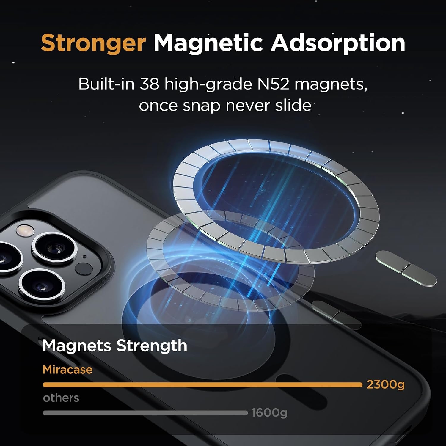 image:imageMiracase for iPhone 16 Pro Max Matte Series Case Magnetic LavenderBlack