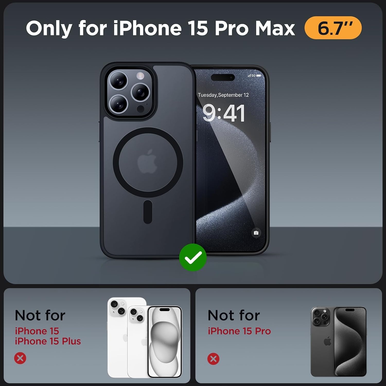 image:imageMiracase for iPhone 16 Pro Max Matte Series Case Magnetic LavenderBlack