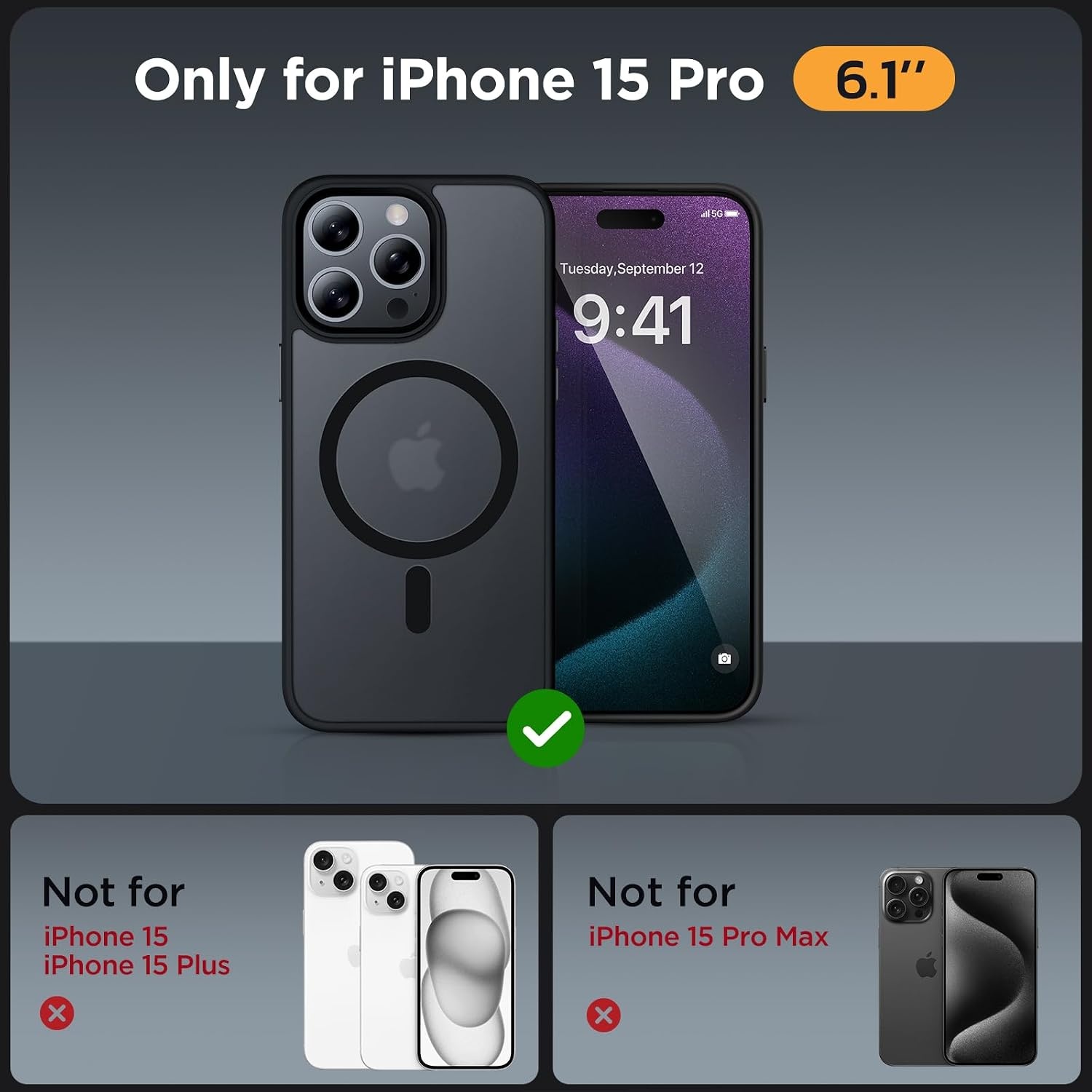 image:imageMiracase for iPhone 16 Pro Max Matte Series Case Magnetic LavenderBlack