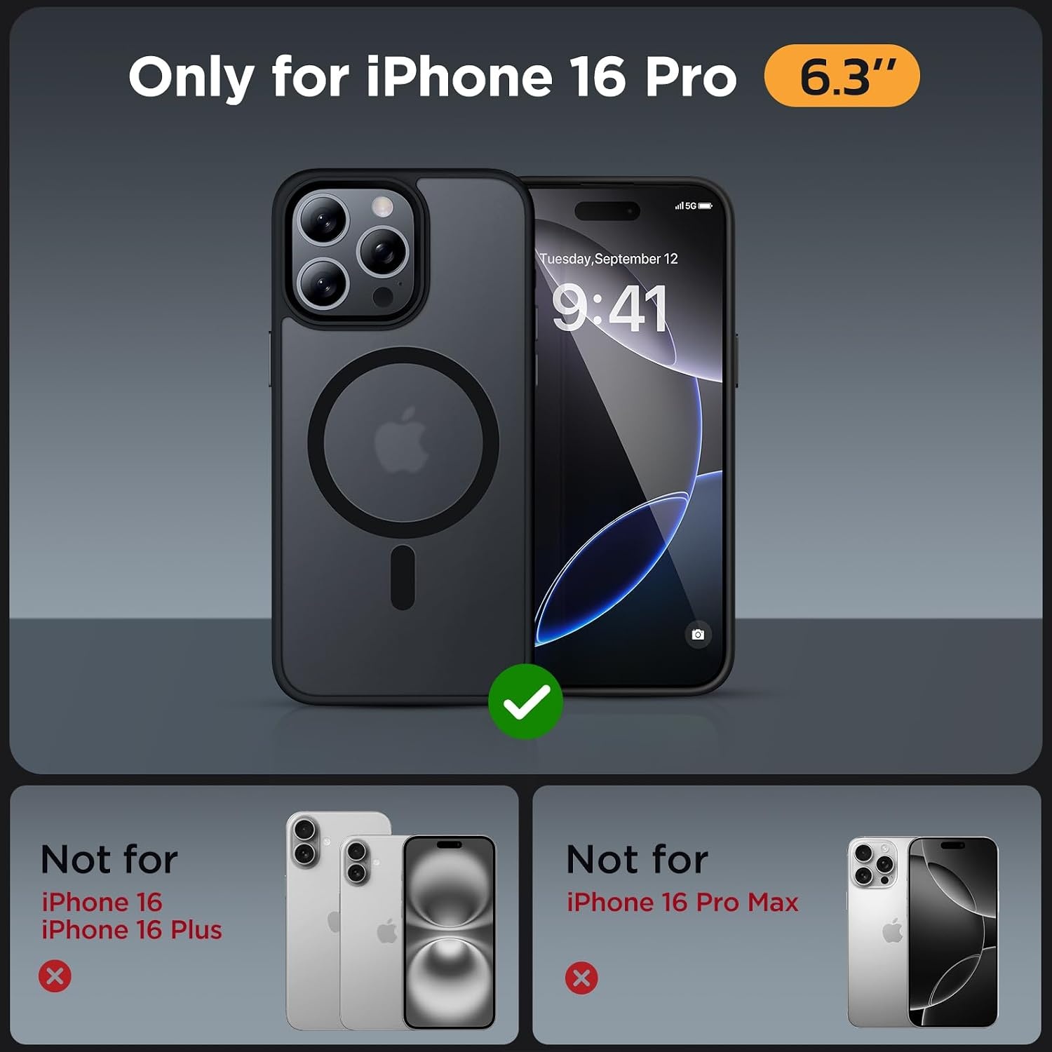 image:imageMiracase for iPhone 16 Pro Max Matte Series Case Magnetic LavenderBlack