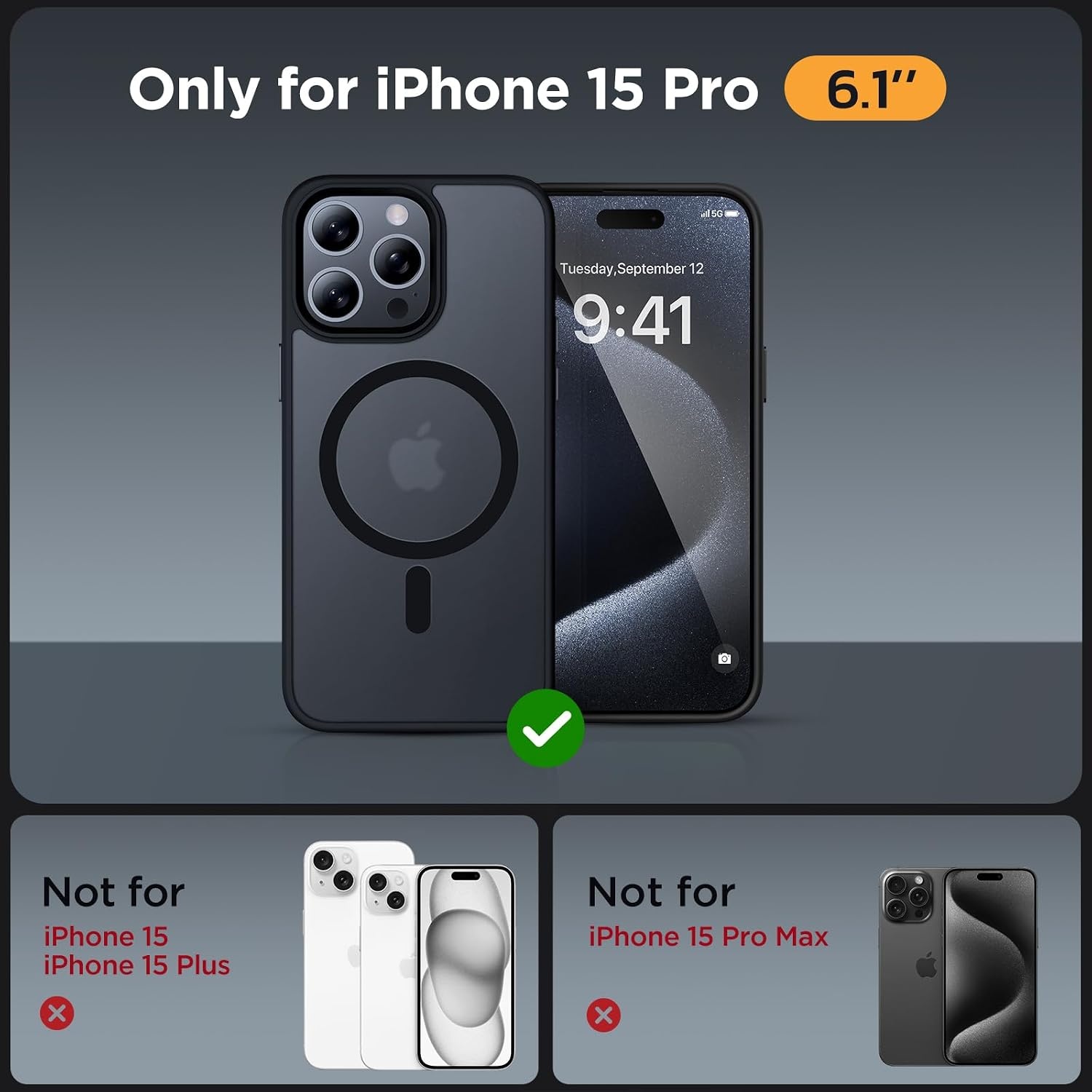 image:imageMiracase for iPhone 16 Pro Max Matte Series Case Magnetic LavenderBlack