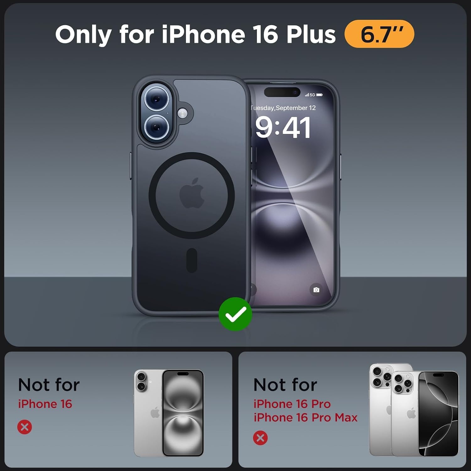 image:imageMiracase for iPhone 16 Pro Max Matte Series Case Magnetic LavenderBlack
