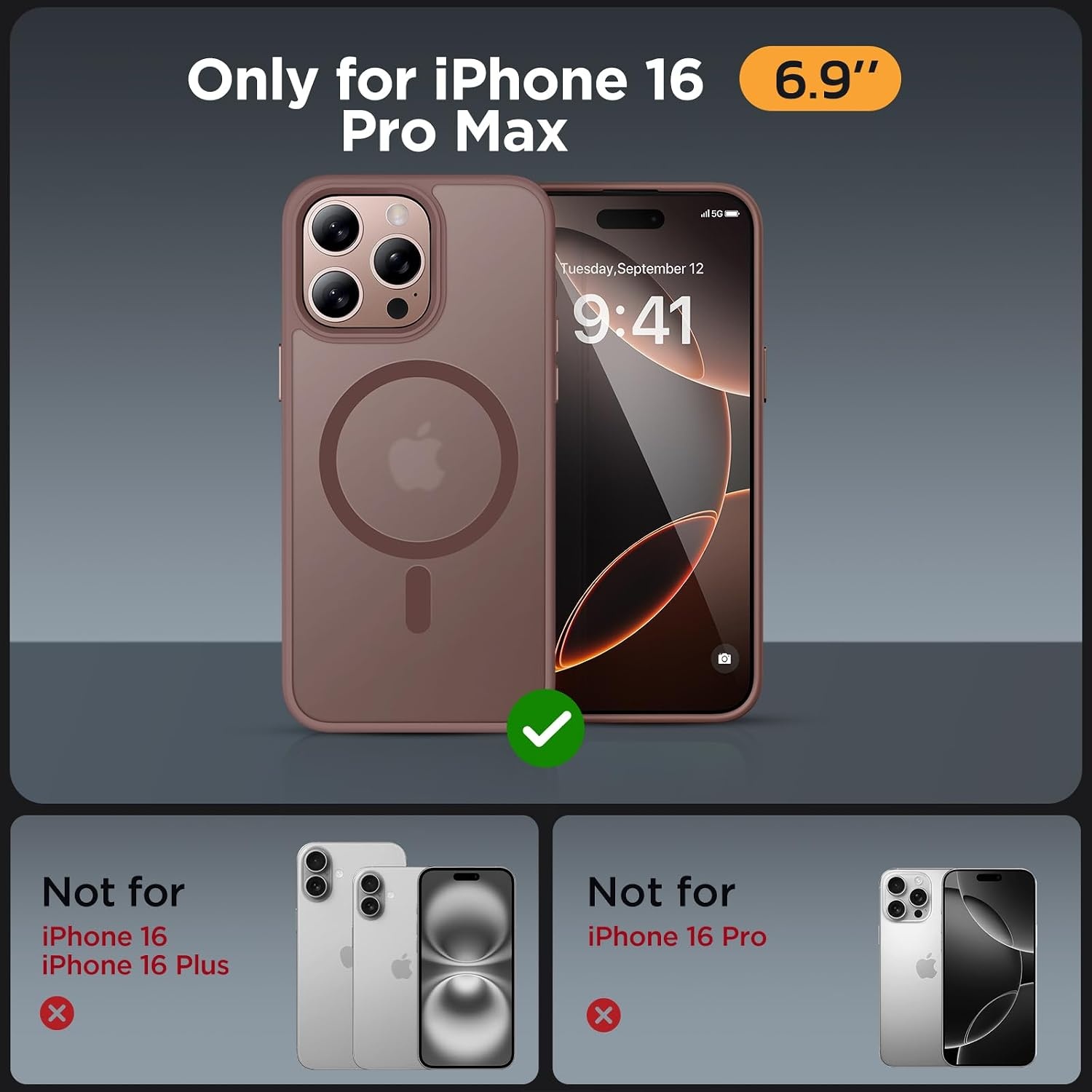 image:imageMiracase for iPhone 16 Pro Max Matte Series Case Magnetic LavenderBrown