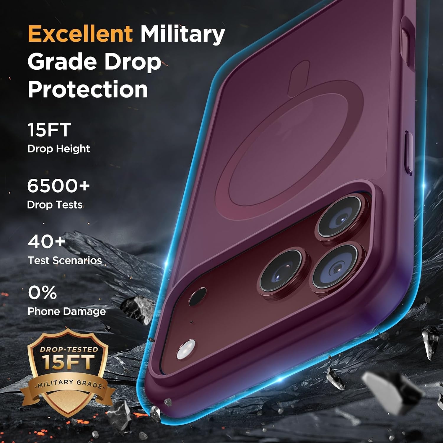 image:imageMiracase for iPhone 16 Pro Max Matte Series Case Magnetic LavenderBurgundy