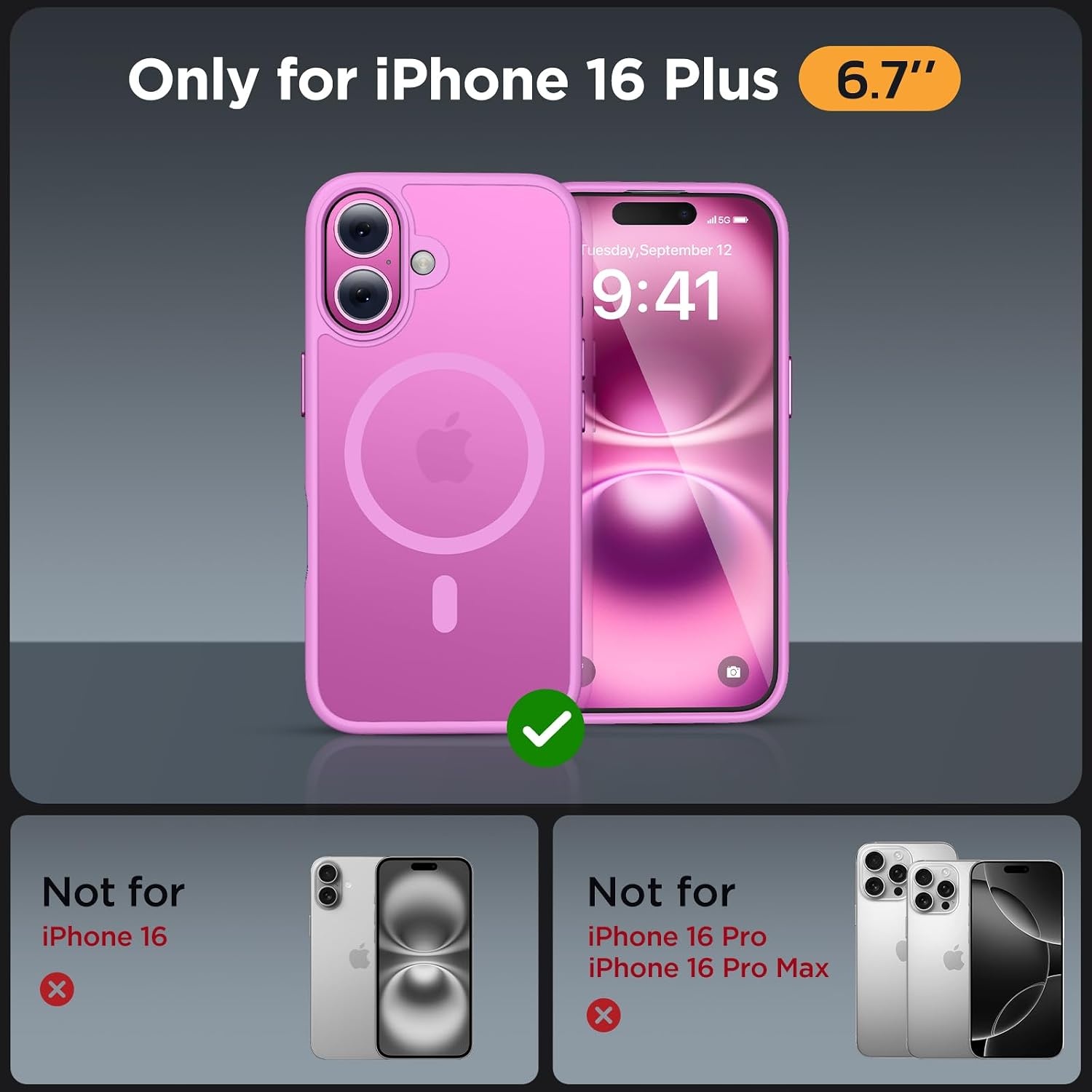 image:imageMiracase for iPhone 16 Pro Max Matte Series Case Magnetic LavenderClassic Pink