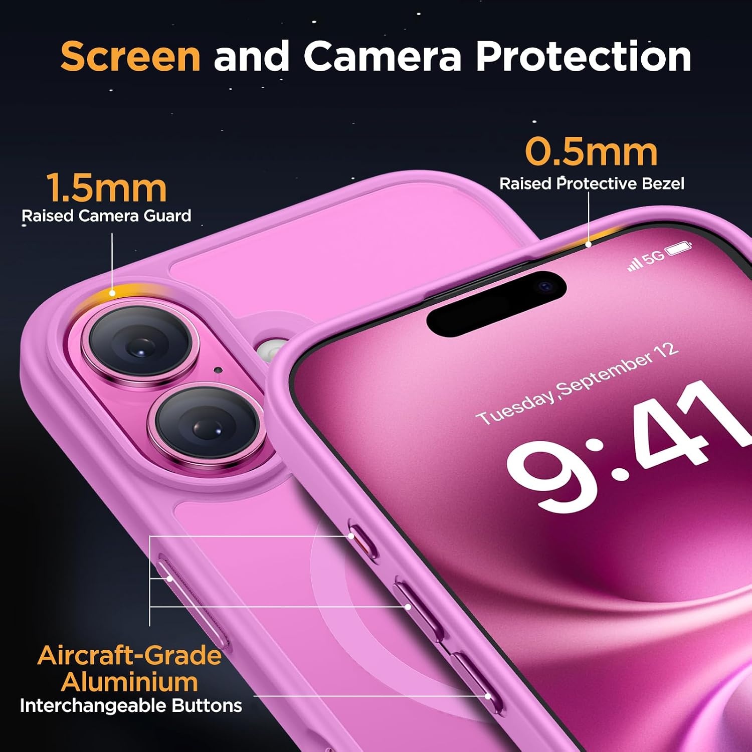image:imageMiracase for iPhone 16 Pro Max Matte Series Case Magnetic LavenderClassic Pink