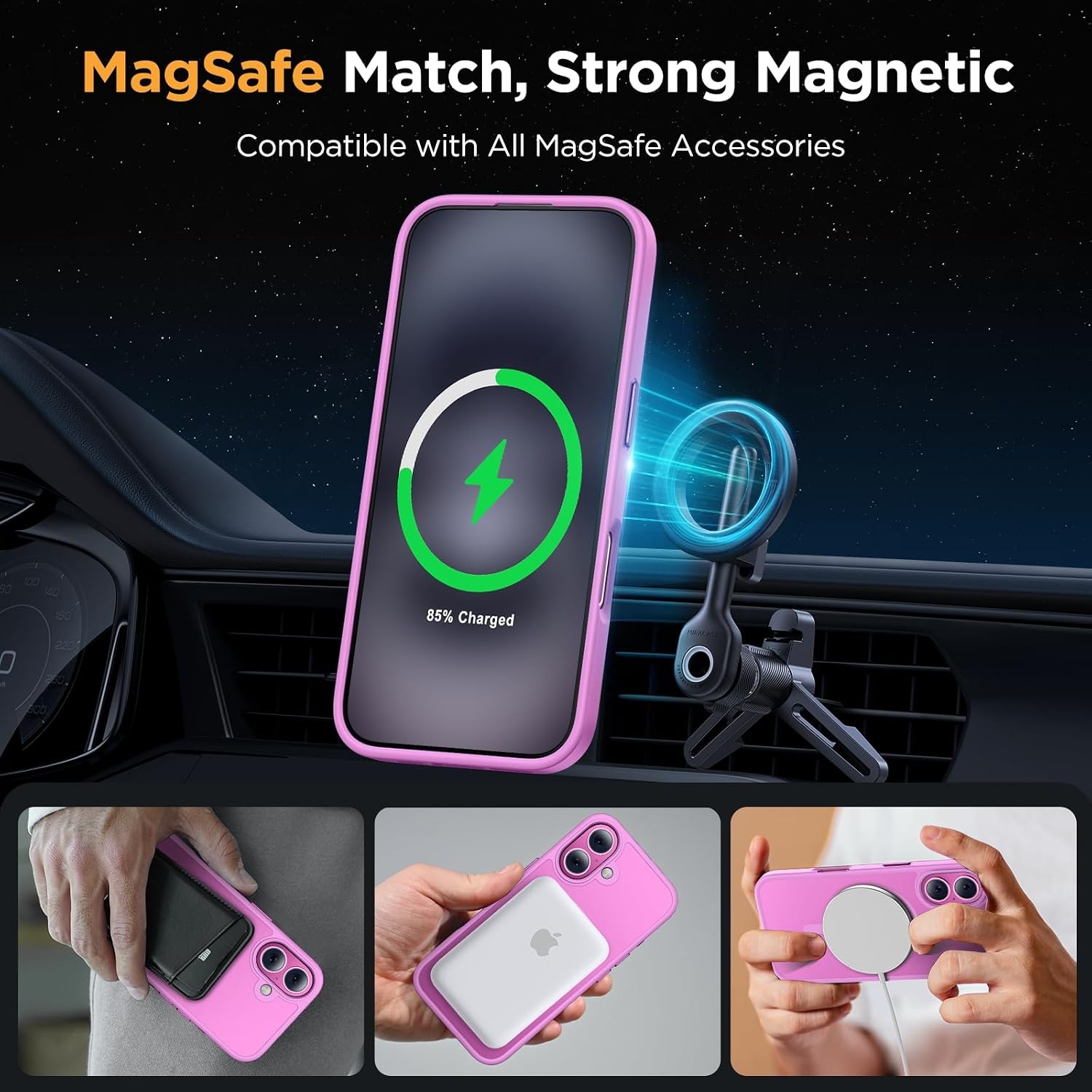 image:imageMiracase for iPhone 16 Pro Max Matte Series Case Magnetic LavenderClassic Pink