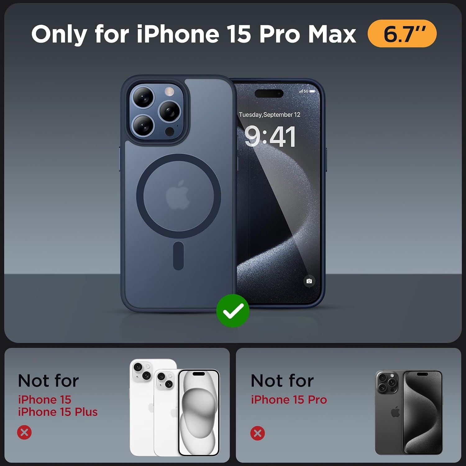 image:imageMiracase for iPhone 16 Pro Max Matte Series Case Magnetic LavenderDark Blue
