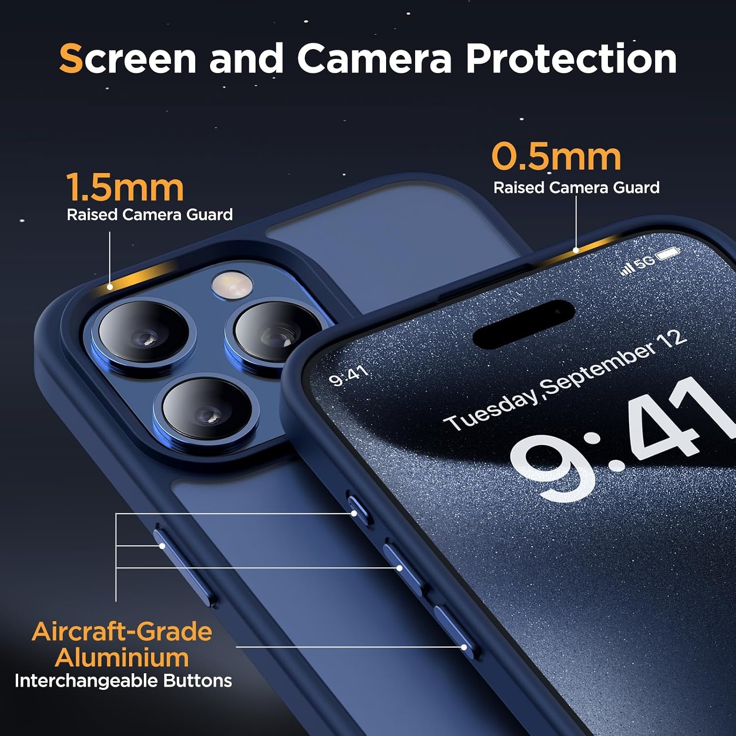 image:imageMiracase for iPhone 16 Pro Max Matte Series Case Magnetic LavenderDark Blue