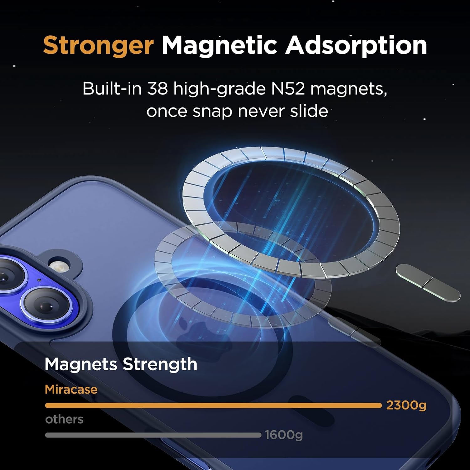 image:imageMiracase for iPhone 16 Pro Max Matte Series Case Magnetic LavenderDark Blue