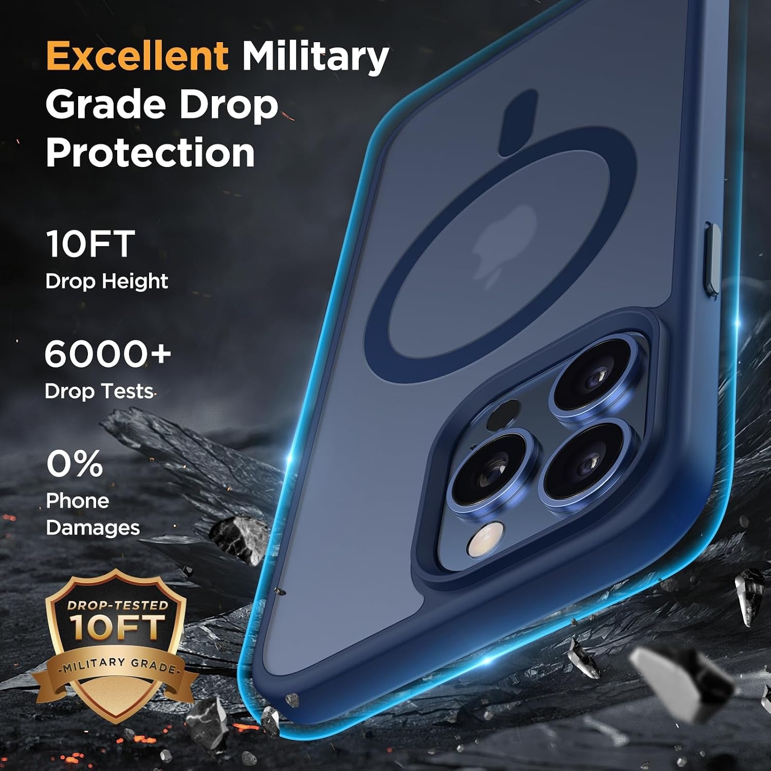 image:imageMiracase for iPhone 16 Pro Max Matte Series Case Magnetic LavenderDark Blue