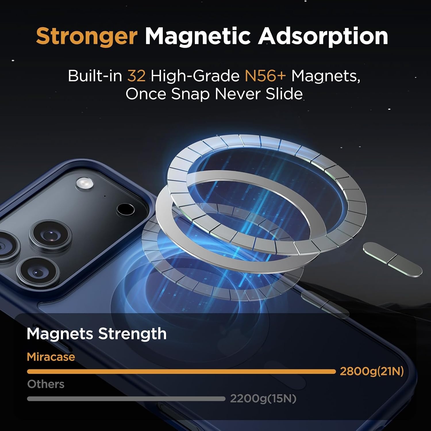 image:imageMiracase for iPhone 16 Pro Max Matte Series Case Magnetic LavenderDark Blue